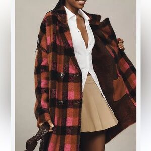 NVLT Pink and Brown Plaid Coat